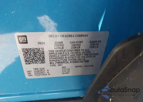 2025 Chevrolet Trailblazer Awd Lt from USA, damaged, VIN KL79MRSLXSB036788